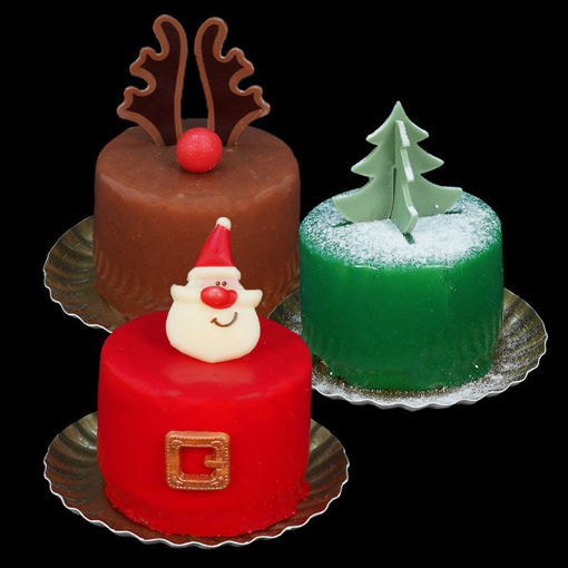 Afbeelding van Kerst gebakjes 6 stuks (2x kerstman/2x kerstboom/2xrudolf)